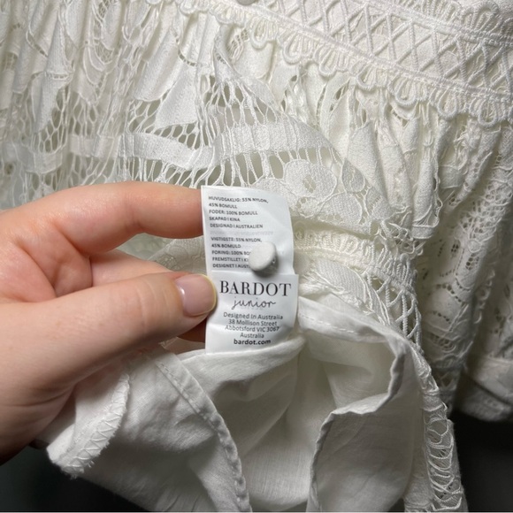 Bardot Junior Girls White Venice Lace Long Sleeve Dress Size 8 Elegant Boho - Picture 7 of 9